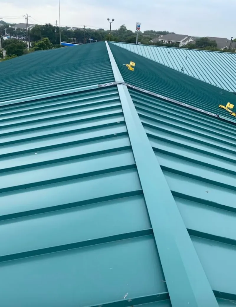 Green commercial metal roof ridge and valley for Metal Roof Repair in Baltimore
